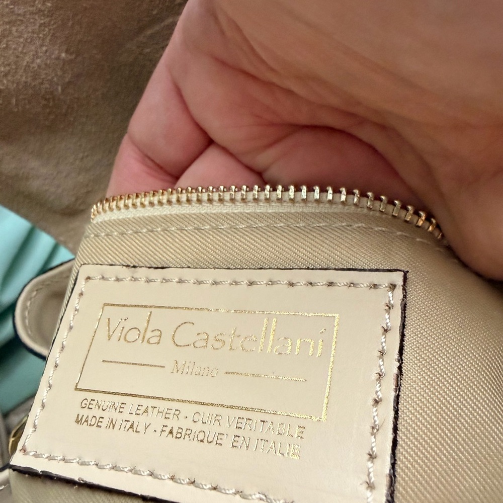 Viola Castellani genuine leather and suede convertible backpack in an ivory - Picture 2 of 9